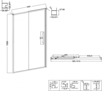 Душевая дверь Niagara Nova NG-84-L10FHB 100x195
