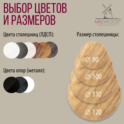 Обеденный стол Millwood Женева 2 D1200 120x120x75