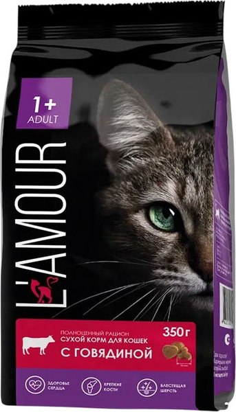 Сухой корм для кошек L'amour с говядиной - фото