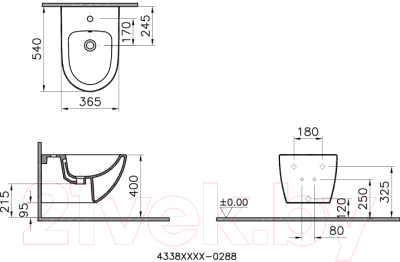 Биде подвесное VitrA Sento / 4338B003-1046