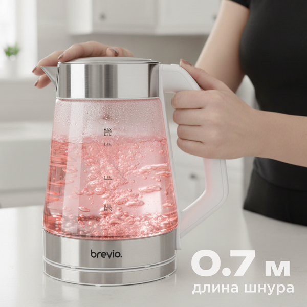 Электрочайник Brevio Glass Kettle BV8060 (белый)