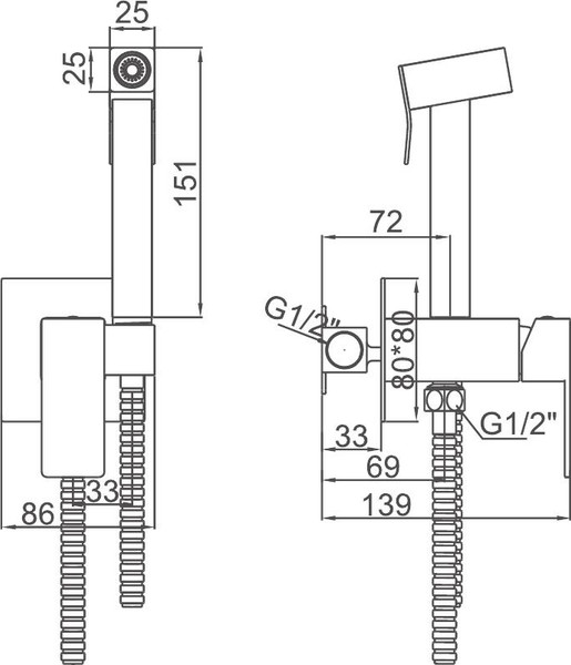 Гигиенический душ со смесителем Ledeme L75398-8