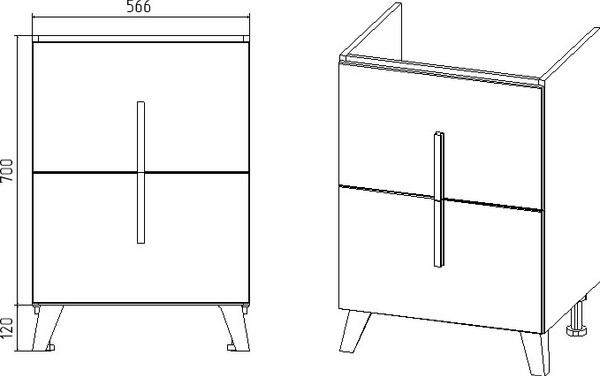 Тумба под умывальник Viant Мюнхен Como 60 / VMUN60COBEL-T2Y