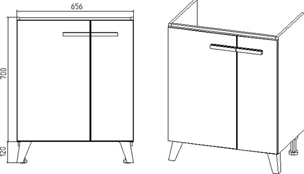Тумба под умывальник Viant Мюнхен Como 70 / VMUN70COBEL-T2ST