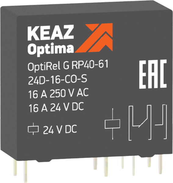 Реле промежуточное КЭАЗ OptiRel G RP40-61-24D-16-CO-S / 281036 - фото