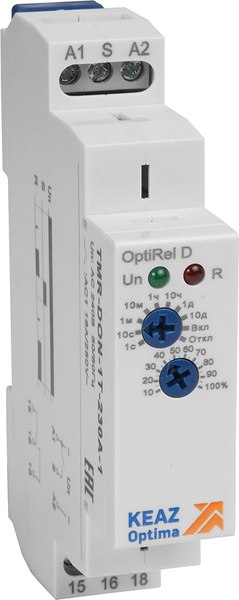 Реле времени КЭАЗ OptiRel D TMR-DON-1T-230A-1 16А 1СО 230АС / 332006 - фото