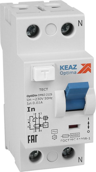 Устройство защитного отключения КЭАЗ 2п 40А 30мА OptiDin DМ63-2240 AC УХЛ4 / 254176 - фото