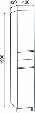 Шкаф-пенал для ванной Emmy Джерси 40 R два ящика