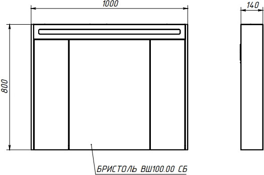 Шкаф с зеркалом для ванной Belux Бристоль ВШ 100