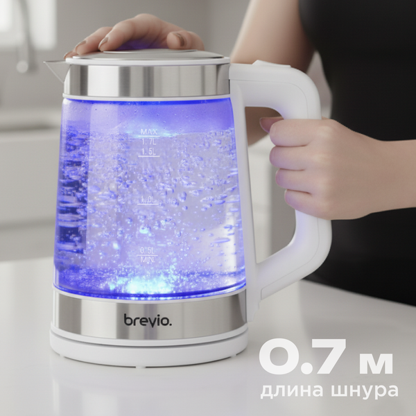 Электрочайник Brevio Glass Kettle BV1706 (белый)