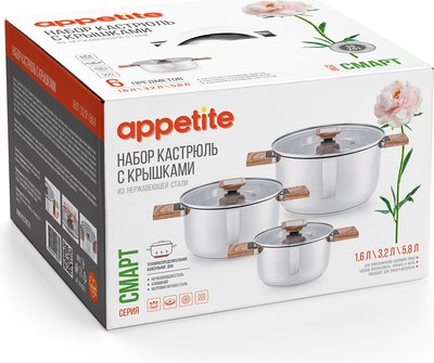 Набор кастрюль Appetite Смарт PH16SET1