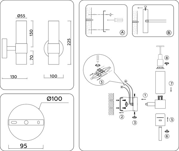 Бра Ambrella LH55106 BK/FR/TI