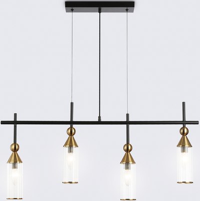 Люстра Ambrella LH55254/4 BK/BS/CL (черный/латунь/прозрачный) - фото