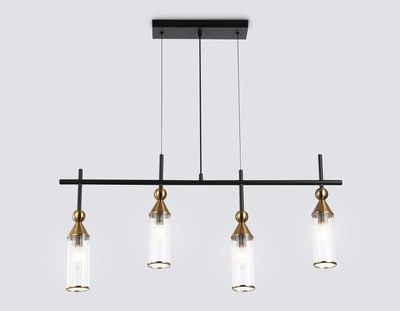 Люстра Ambrella LH55254/4 BK/BS/CL (черный/латунь/прозрачный)