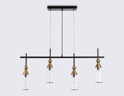 Люстра Ambrella LH55254/4 BK/BS/CL (черный/латунь/прозрачный)