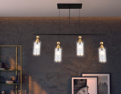 Люстра Ambrella LH55254/4 BK/BS/CL (черный/латунь/прозрачный)