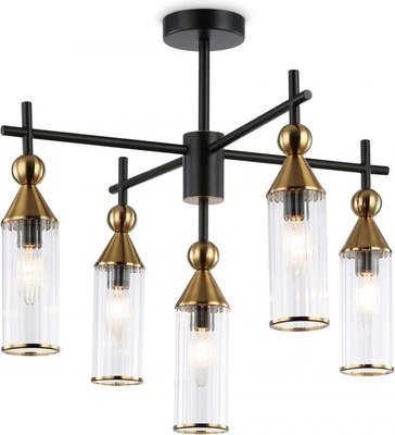 Люстра Ambrella LH55256/5 BK/BS/CL (черный/латунь/прозрачный) - фото