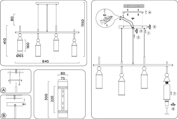 Люстра Ambrella LH55274/4 BS/FR