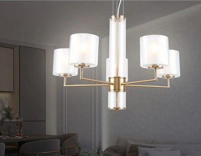 Люстра Ambrella LH56011/5 BS/FR (латунь/белый матовый)