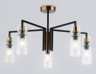 Люстра Ambrella LH56113/5 BK/BS/CL (черный/латунь/прозрачный)