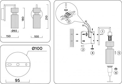 Бра Ambrella LH56119 BK/BS/CL