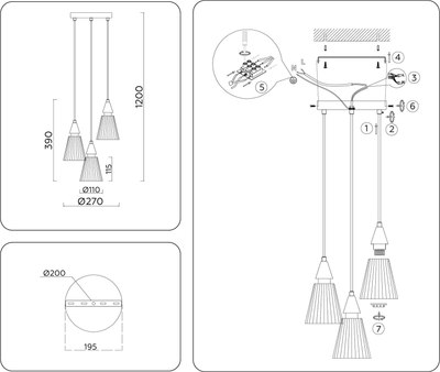 Люстра Ambrella LH58112/3 BK/LW/SM