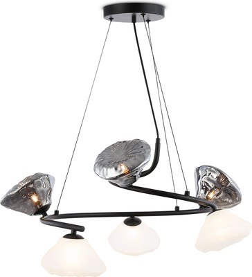 Люстра Ambrella LH15003/6 BK/FR/SM (черный/белый матовый/дымчатый) - фото