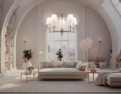 Люстра Ambrella LH71021/5 BS/WH (латунь/белый)