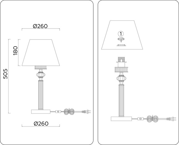 Прикроватная лампа Ambrella LH71027 BS/WH