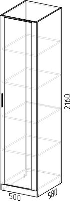 Шкаф-пенал Интермебель 580 с зеркалом / МР-01