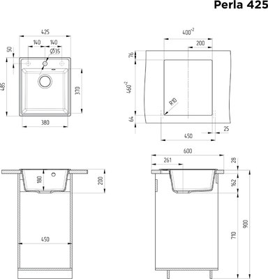 Мойка кухонная Maunfeld Perla 425 MFQS-425B