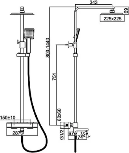 Душевая система со смесителем Ledeme L2424D
