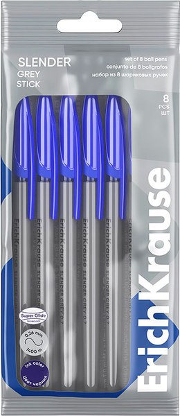 Набор шариковых ручек Erich Krause Slender Stick Grey 0.7 Super Glide Technology / 63679 - фото