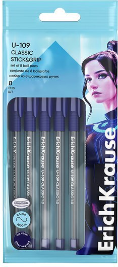 Набор шариковых ручек Erich Krause U-109 Stick&Grip Classic 1.0 Ultra Glide Technology / 63682 - фото