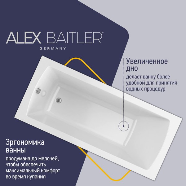 Ванна акриловая Alex Baitler Onega 155x70