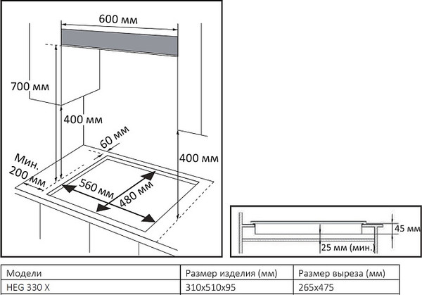 Газовая варочная панель Evelux HEG 330 X