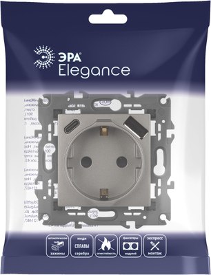 Розетка ЭРА Elegance 14-4108-16 2P+E 16A-250В / Б0067695