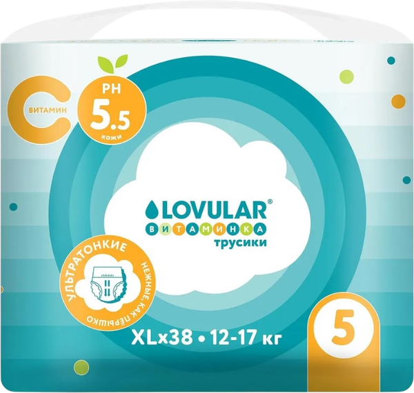 Подгузники-трусики детские Lovular Витаминка XL 12-17кг - фото