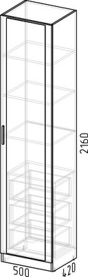 Шкаф-пенал Интермебель 420 с зеркалом / МР-03