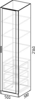 Шкаф-пенал Интермебель 580 с зеркалом / МР-03