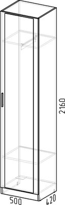 Шкаф-пенал Интермебель 420 с зеркалом / МР-05