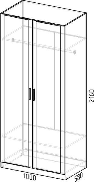 Шкаф Интермебель 580 2 зеркала / МР-06