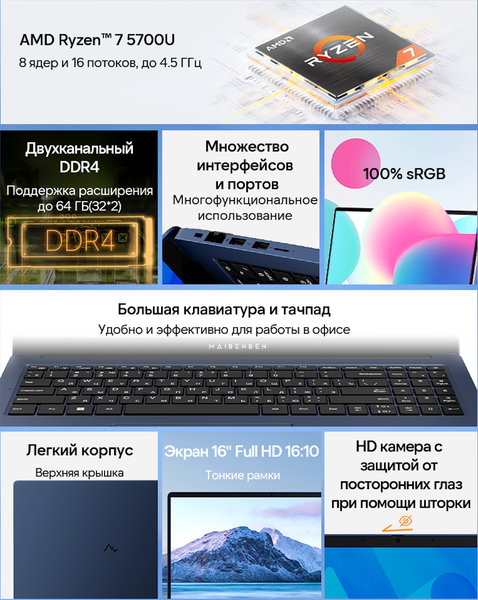 Ноутбук Maibenben M657 (M6571SF0LURE0)