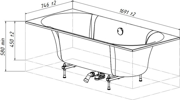 Ванна из искусственного мрамора Belux Омега Ом-1700