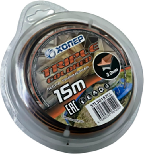 Леска для триммера Хопер Triple Colored-Line звезда 3.0мм 15m - фото