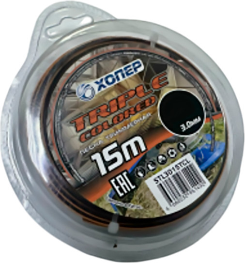 Леска для триммера Хопер Triple Colored-Line крученый квадрат 3.0мм 15м - фото