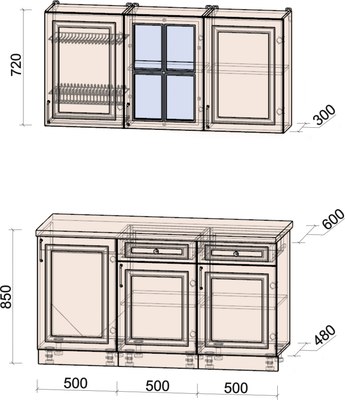 Кухонный гарнитур Интерлиния Мила Шато 1.5А