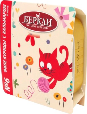 Влажный корм для кошек Berkley №6 филе курицы с кальмаром в желе / 75566 - фото