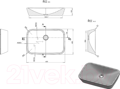 Умывальник Ravak Ceramic 60 R / XJX01160002