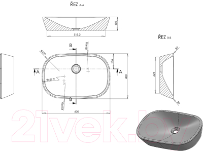 Умывальник Ravak Ceramic O 60x40 / XJX01160001